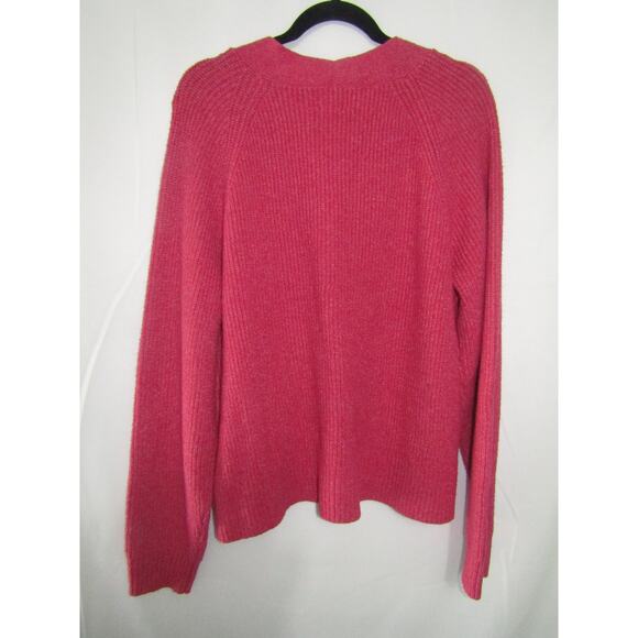 Old Navy Women’s Large Tall Pink Ribbed Knit Button-Front Cardigan - Picture 2 of 6
